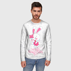 Лонгслив мужской Merry Christmas, cute bunny, цвет: 3D-принт — фото 2