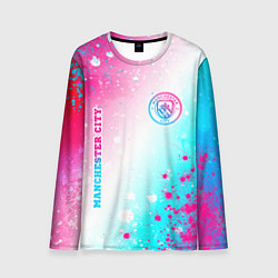 Лонгслив мужской Manchester City neon gradient style: надпись, симв, цвет: 3D-принт