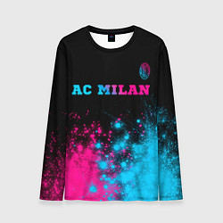 Лонгслив мужской AC Milan - neon gradient: символ сверху, цвет: 3D-принт