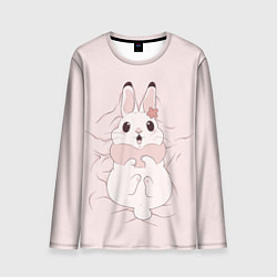 Лонгслив мужской Милый кролик на розовом, цвет: 3D-принт