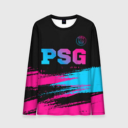 Лонгслив мужской PSG - neon gradient: символ сверху, цвет: 3D-принт