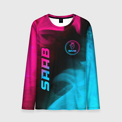 Лонгслив мужской Saab - neon gradient: надпись, символ, цвет: 3D-принт
