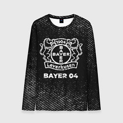 Лонгслив мужской Bayer 04 с потертостями на темном фоне, цвет: 3D-принт