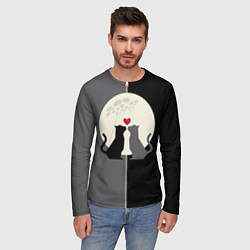 Лонгслив мужской Котики под луной, цвет: 3D-принт — фото 2