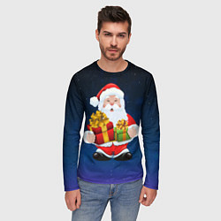 Лонгслив мужской Санта Клаус с двумя подарками, цвет: 3D-принт — фото 2
