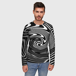 Лонгслив мужской Black and white abstract pattern, цвет: 3D-принт — фото 2