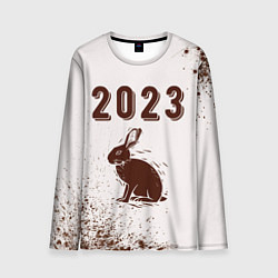 Лонгслив мужской 2023 Кролик силуэт на светлом, цвет: 3D-принт
