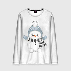 Лонгслив мужской Милый снеговик и снежинки, цвет: 3D-принт