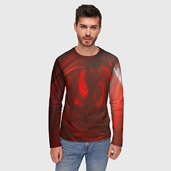 Лонгслив мужской Темно красные волны, цвет: 3D-принт — фото 2