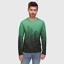 Лонгслив мужской Зелёный туманный лес, цвет: 3D-принт — фото 2