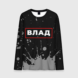 Лонгслив мужской Влад - в красной рамке на темном, цвет: 3D-принт