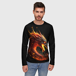 Лонгслив мужской Яростный огненный дракон, цвет: 3D-принт — фото 2