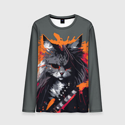 Лонгслив мужской Rocker Cat on a gray background - C-Cats collectio, цвет: 3D-принт