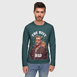 Лонгслив мужской Лучший папа с ребенком, цвет: 3D-принт — фото 2