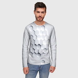 Лонгслив мужской Серый соты, цвет: 3D-принт — фото 2