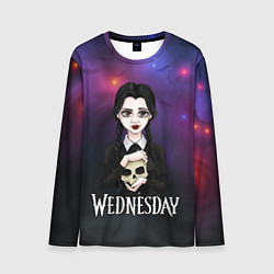 Лонгслив мужской Фан-арт на Уэнсдэй с черепом, цвет: 3D-принт