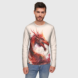 Лонгслив мужской Живописный красный дракон, цвет: 3D-принт — фото 2