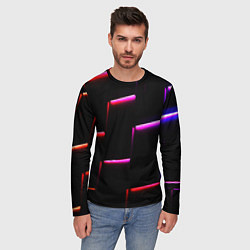 Лонгслив мужской Неоновый надлом света, цвет: 3D-принт — фото 2