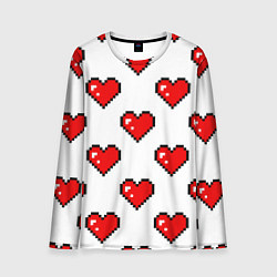 Лонгслив мужской Сердца в стиле пиксель-арт, цвет: 3D-принт
