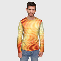 Лонгслив мужской Абстрактные оранжево-жёлтые солнечные волны, цвет: 3D-принт — фото 2