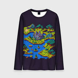 Лонгслив мужской Пиксельный остров и замок, цвет: 3D-принт