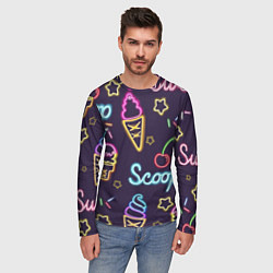 Лонгслив мужской Неоновые надписи sweet scoop, цвет: 3D-принт — фото 2