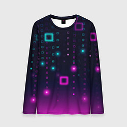 Лонгслив мужской Светящиеся неоновые квадраты, цвет: 3D-принт