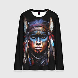 Лонгслив мужской Индианка воин племени, цвет: 3D-принт