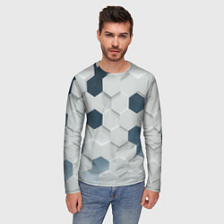Лонгслив мужской Геометрические шестиугольники, цвет: 3D-принт — фото 2
