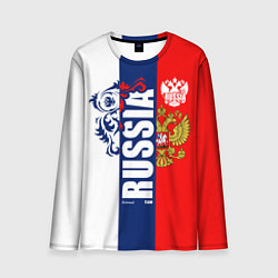 Лонгслив мужской Russia national team: white blue red, цвет: 3D-принт