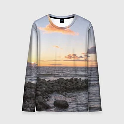 Лонгслив мужской Закат солнца на Финском заливе, цвет: 3D-принт