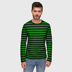 Лонгслив мужской Черно-зеленые полосы, цвет: 3D-принт — фото 2