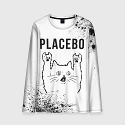 Лонгслив мужской Placebo рок кот на светлом фоне, цвет: 3D-принт