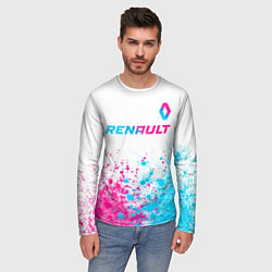 Лонгслив мужской Renault neon gradient style: символ сверху, цвет: 3D-принт — фото 2