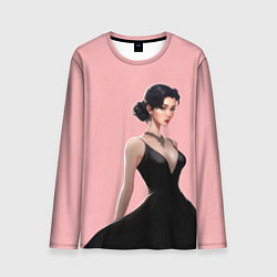 Лонгслив мужской Girl in black dress - pink, цвет: 3D-принт