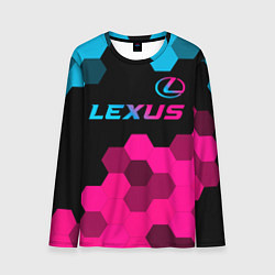 Лонгслив мужской Lexus - neon gradient: символ сверху, цвет: 3D-принт