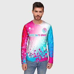 Лонгслив мужской Three Days Grace neon gradient style: символ сверх, цвет: 3D-принт — фото 2