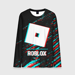 Лонгслив мужской Roblox в стиле glitch и баги графики на темном фон, цвет: 3D-принт