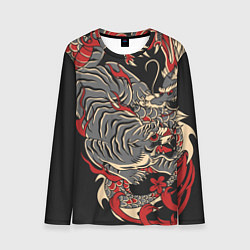 Мужской лонгслив Борьба тигра с драконом