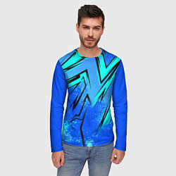 Лонгслив мужской Sport uniform - синие брызки, цвет: 3D-принт — фото 2