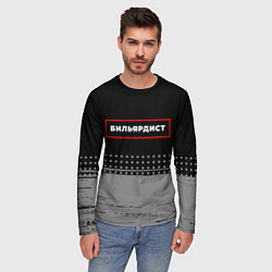Лонгслив мужской Бильярдист - в рамке красного цвета, цвет: 3D-принт — фото 2