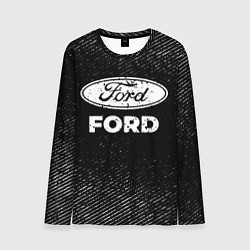 Лонгслив мужской Ford с потертостями на темном фоне, цвет: 3D-принт