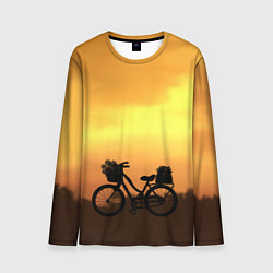 Лонгслив мужской Велосипед на закате, цвет: 3D-принт