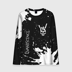 Лонгслив мужской Evanescence и рок символ на темном фоне, цвет: 3D-принт
