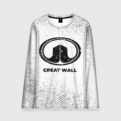 Лонгслив мужской Great Wall с потертостями на светлом фоне, цвет: 3D-принт