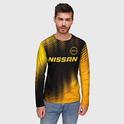 Лонгслив мужской Nissan - gold gradient: символ сверху, цвет: 3D-принт — фото 2