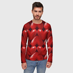 Лонгслив мужской Red hearts, цвет: 3D-принт — фото 2