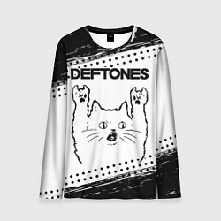 Лонгслив мужской Deftones рок кот на светлом фоне, цвет: 3D-принт