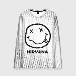 Лонгслив мужской Nirvana с потертостями на светлом фоне, цвет: 3D-принт