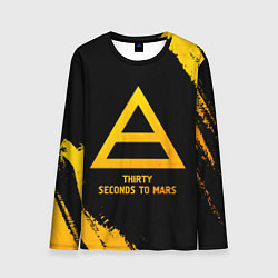 Лонгслив мужской Thirty Seconds to Mars - gold gradient, цвет: 3D-принт